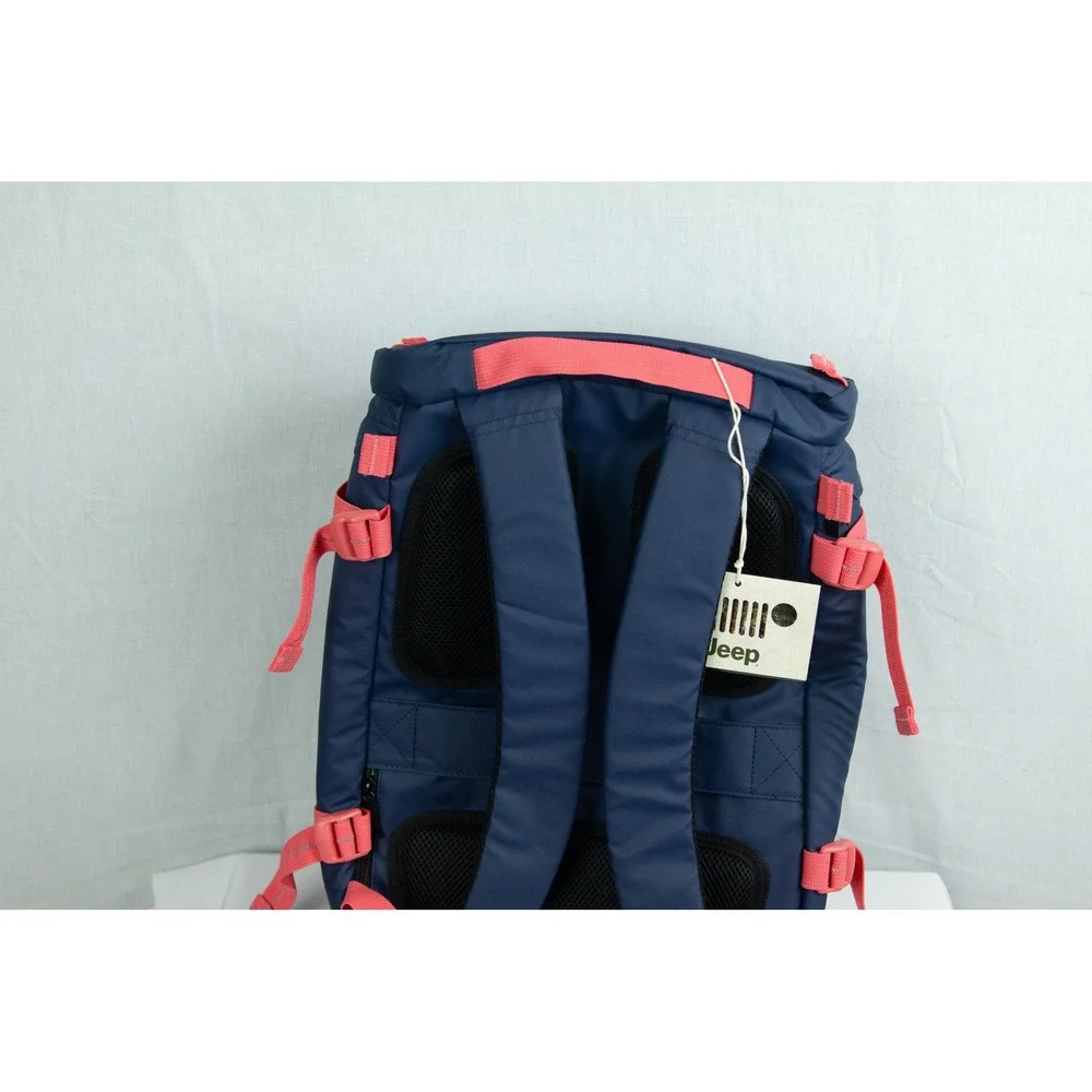 Jeep Adventure Backpack Navy Blue Coral Pink Rucksack Hiking Travel Bag NEW